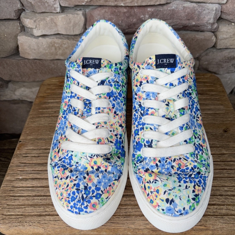 J Crew Size 9 Floral Print  Road Trip Canvas Sneakers 6094708 Women's Shoes EUC